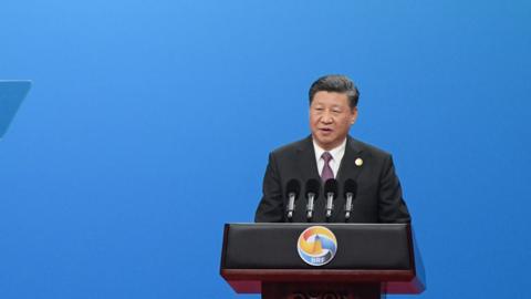 Chinese President Xi Jinping speaks during the opening ceremony of the Belt and Road Forum in Beijing in April 26, 2019