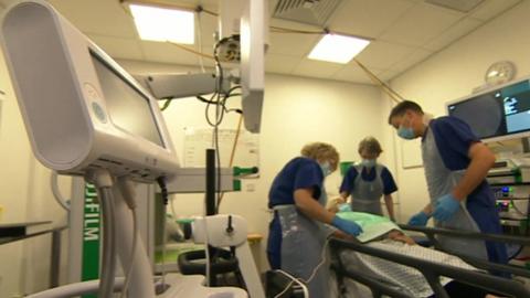 Medical staff carry out diagnostic tests at the CDC at Lymington Hospital