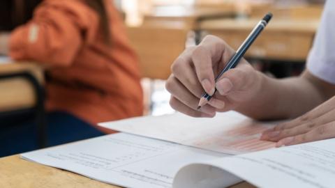 students sitting exams