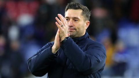 Hartlepool boss Graeme Lee applauds fans after Saturday's FA Cup defeat by Crystal Palace