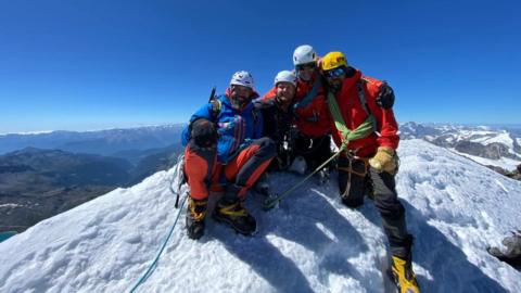 Neil Heritage (second left) at the summit of the Matterhorn