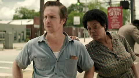 Sam Rockwell (L) and Taraji P Henson (R) in The Best of Enemies