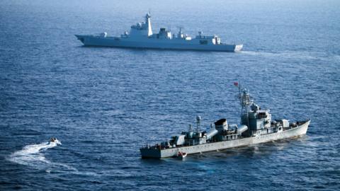 China's South Sea Fleet taking part in a drill in the Xisha Islands, or the Paracel Islands in the South China Sea on 5 May 2016