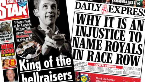 Front pages of the Daily Star and Daily Express