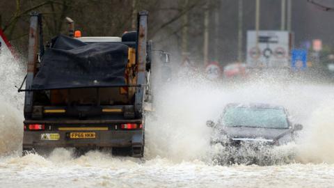 A flooded road