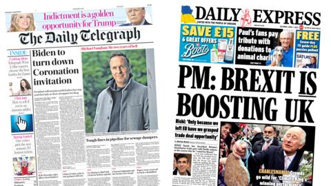 Front pages of the Daily Telegraph and the Daily Express