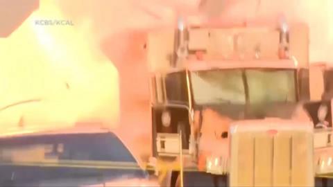 Truck goes up in flames