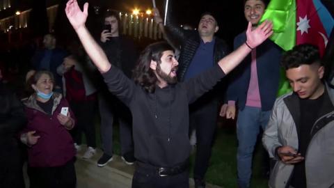 Crowds celebrate after Nagorno-Karabakh peace deal
