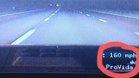 Dashcam footage showing speeding