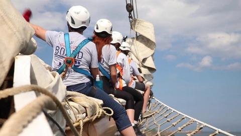 Teenagers on ship