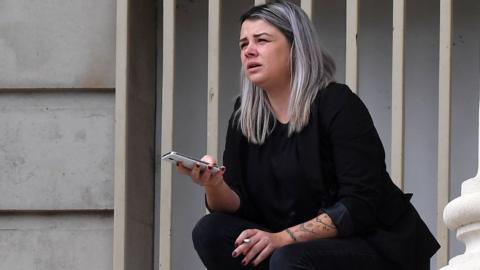 Sarah Davies outside Cardiff Crown Court
