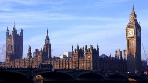general view of the Houses of Parliament in London.