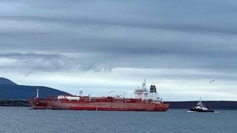 Tanker leaving Scapa Flow
