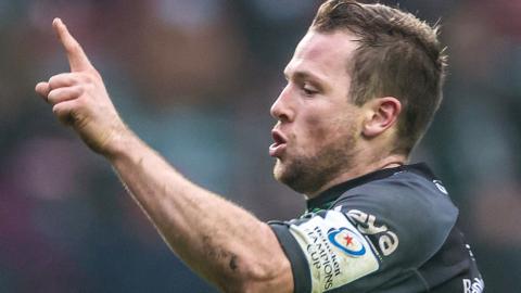 Connacht's Jack Carty celebrates scoring atry