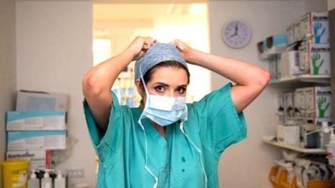 health worker wearing face mask