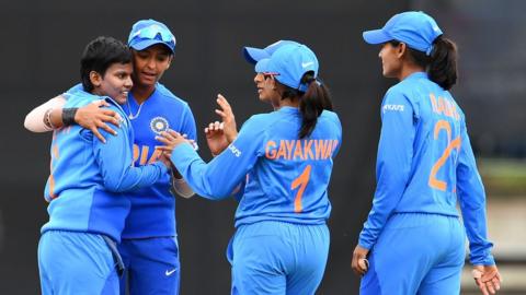 India players celebrating a wicket