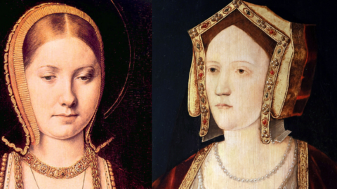 Two head and shoulders paintings of Queen Katharine