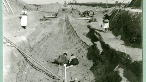 Barbara Wagstaff, left, and Mercie Lack, right, photographed the excavation site Barbara Wagstaff, left, and Mercie Lack, right, at the excavation site