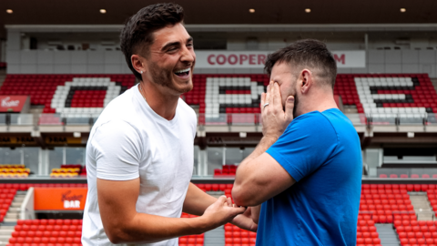 Footballer Josh Cavallo proposes to his partner at Adelaide United's Coopers Satdium