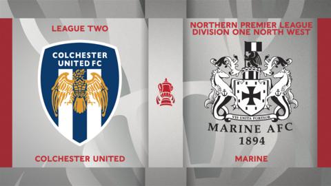 Colchester United v Marine badge graphics