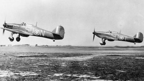 Hurricane fighter planes during Battle of Britain