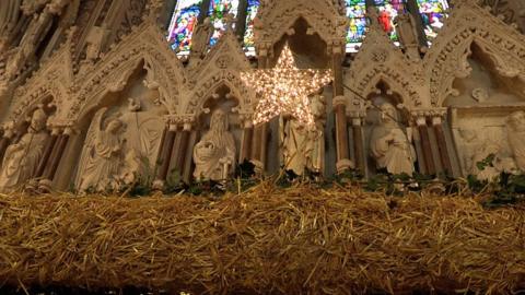 Christmas decorations in a church