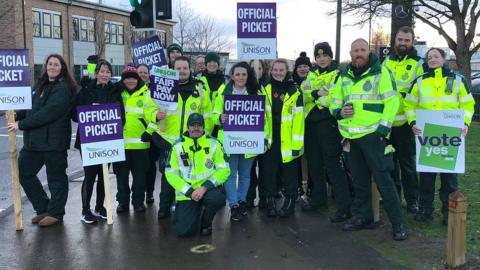 People on a picket line in Gloucester