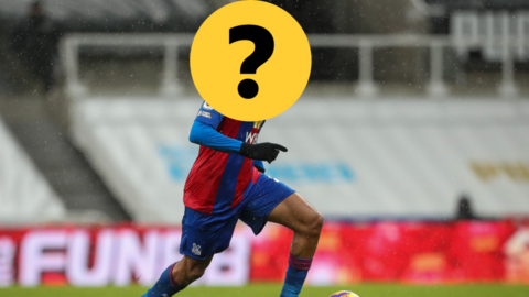 A Crystal Palace player with their face covered by a question mark to hide their identity