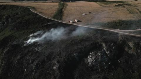 The scorched clifftop at Bolberry Down