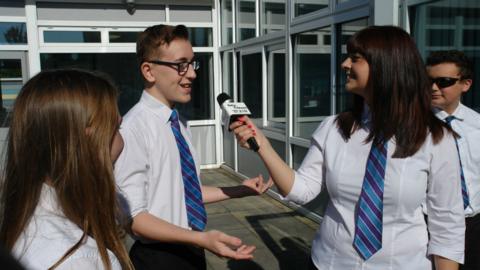 Students doing a radio interview