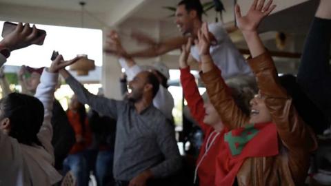 Morocco fans celebrating
