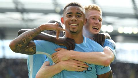 Manchester City's Gabriel Jesus and Kevin De Bruyne