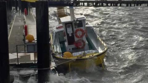 The Harwich Harbour Ferry in choppy seas