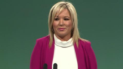 Michelle O'Neill addressed Sinn Féin's ard fheis on Friday evening