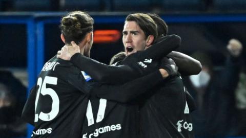 Dusan Vlahovic celebrates scoring against Empoli