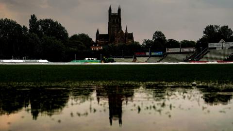 New Road, Worcester, following a heavy thunder storm that forced finals day of the Charlotte Edwards Cup to be abandoned