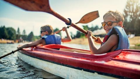 Boys in a kayak