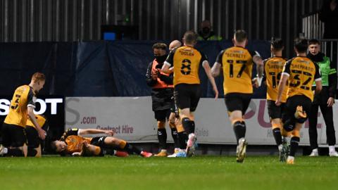 Newport second goal celebration