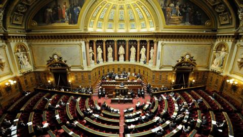 A general view of the hemicycle in the French Senate on 23 January 2012