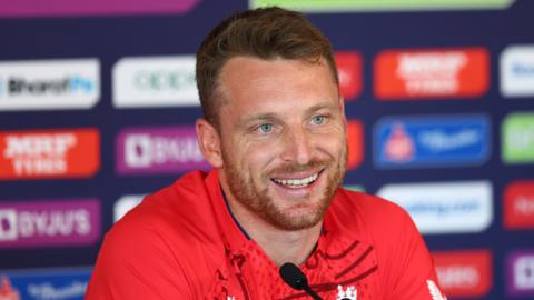 England captain Jos Buttler speaks at a media conference before the Men's T20 World Cup final against Pakistan