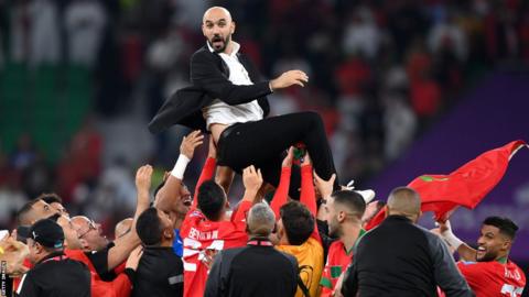 Morocco celebrate reaching semi-finals