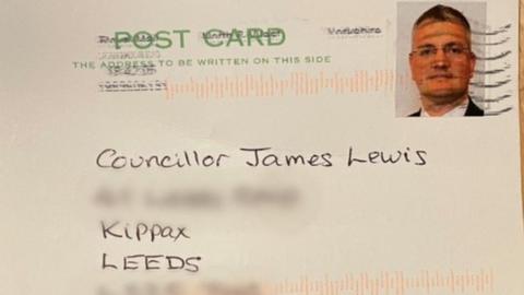 Post card to James Lewis