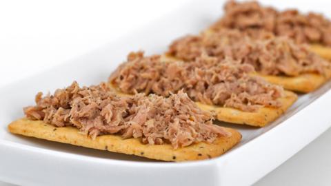 Tinned tuna and crackers, file pic