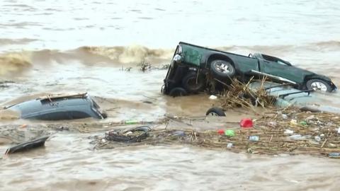 Vehicles submerged in the sea