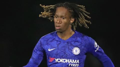 Tariq Uwakwe in action for Chelsea's Under-23 side