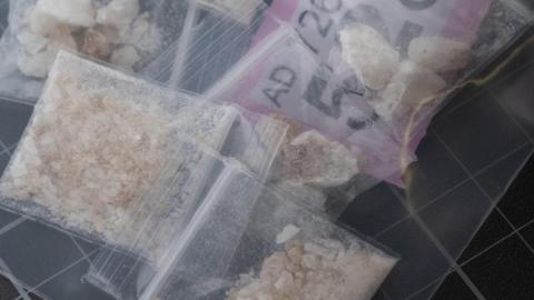 Crystallised drugs in bags