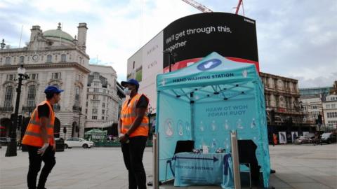 Piccadily Circus hand washing station