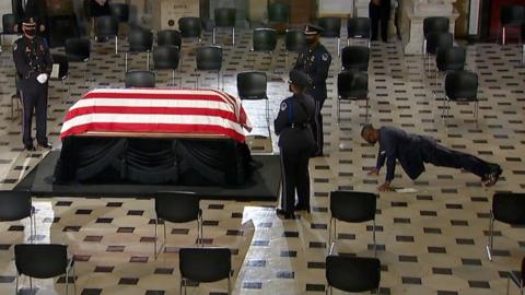 The late Supreme Court justice's personal trainer pays his respects as she lies in state at the US Capitol.