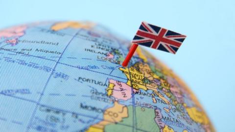 Union flag on a blow-up globe