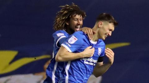 Krystian Bielik celebrates scoring Birmingham's second goal